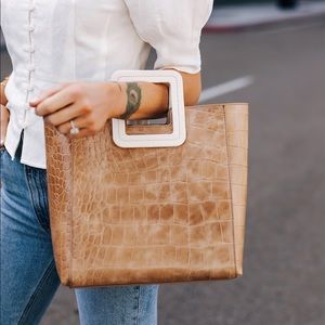 STAUD Shirley Croc Embossed Leather Bag